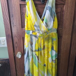 NWT - White House Black Market Yellow and Green Maxi Dress